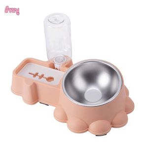 🧺RPS🧺ชามอาหารสัตว์เลี้ยง ชามคู่ใส่อาหารและน้ำ พร้อมขวดน้ำ สำหรับ หมา แมว อุปกรณ์สัตว์เลี้ยง