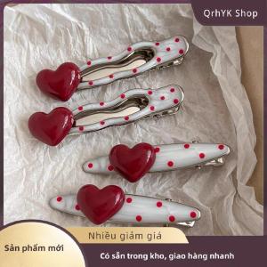 Hàng có sẵn✨ 2 cái kẹp tóc kim loại chấm bi trái tim ngọt ngào kẹp tóc chống trượt kẹp tóc mỏ vịt hình học Phụ Kiện Kẹp Tóc phụ nữ
