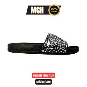 MOCHEL - Sandal Selop Pria dan Wanita MOCHEL 3D Hitam Putih Elegant Terbaru