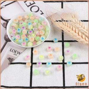 Digeo 100pcs 4x7mm Acrylic Letter Beads Bead Flat Loose Spacer Alphabet Round Beads for Bracelet Jewelry Making