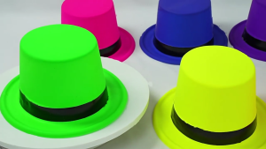 Black Ribbon Tall Hat with Fluorescent Color for Cosplay Party Adult Roleplay Game Dressingup Accessory Gentleman Hat