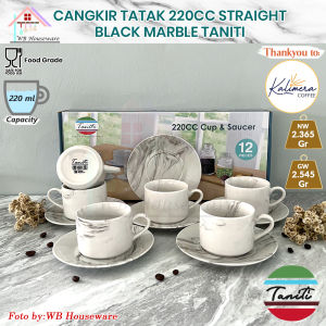 TANITI by KOPIN Cangkir set 6pasang 220ml motif full straight blue marble / cangkir teh / espresso porcelain latte cappucino
