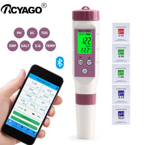 RCYAGO Bluetooth 7 in 1 Salinity Meter for Saltwater with ATC 0.01 - 25.00% Salt Meter ORP Meter PH TDS EC Meter for Aquarium Fish Tank Koi Fish Pond