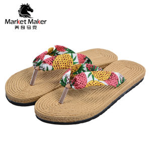 WomenS Flip-Flops For Outdoor Wear New Casual Summer Cotton-Linen Fashion Beach Flat-Soled EVA Non-Slip Sandals