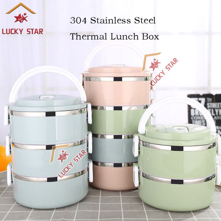Portable Stainless Steel Insulated Bento Lunch Box Leak Proof Lunch Box  Thermal Lunch Box Kitchen Storage LUCKY STAR Lazada PH