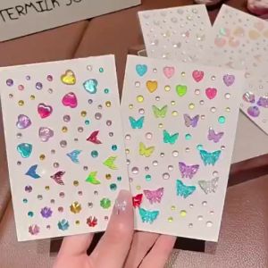 [HỎA TỐC HCM] Sticker viên đá hạt đá 3D hình trái tim lấp lánh thẻ đá trang trí hoa kẽm nhung handmade ANGIHOME