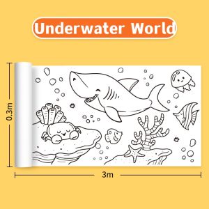 I-FASHION 3M Kids Coloring Roll Painting Rolls Drawing Paper Childrens Graffiti Painting Scrolls