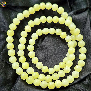 Premium Grade Natural Yellow Serpentine Jade 3 Rounds Bracelet