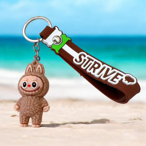 Gantungan Kunci Aksesoris Tas Kartun 3D PVC Labubu Strive Cute Monster Pendant Toy Keychain JCGK50