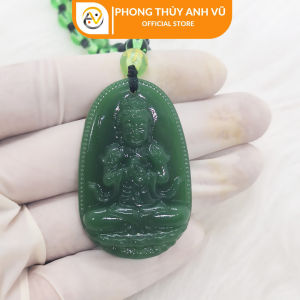 Phật bản mệnh như lai đại nhật - Mặt dây chuyền phật bản mệnh cho người tuổi thân - Chất liệu đá mã não xanh - Bảo hành 12 tháng