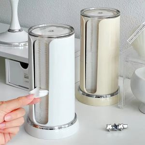 SUN ME Dust-proof Clear Cotton Pads Holder Cylinder Rotatable Bathroom Scrunchie Canisters Sturdy U-shape Opening Makeup Pad Containers Makeup Remover Towels