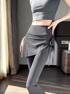 2025 Early Autumn New Fake Two-Piece Drawstring Matching Pants Womens Slimming Pants Sports Womens Pants Skirt Flared Pants
