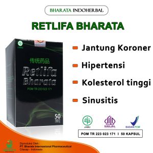Obat Jantung Koroner Hipertensi Koesterol Tinggi Retlifa Bharata Kemasan 250g Isi 50 Kapsul Berlisensi BPOM & Halal MUI
