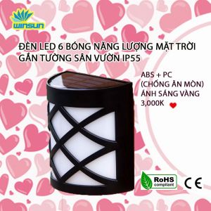 Đèn Led 6 Bóng Năng Lượng Mặt Trời Chống Thấm Nước Đèn Led Gắn Tường Sân Vườn IP55