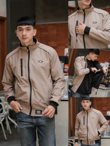 Jaket Taslan Waterproof premium Jaket Pria Outdoor Windbreaker hitam -gibranstore