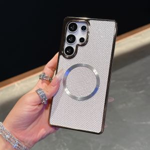 Mạ điện Bling kim cương giả lấp lánh Ốp nam châm cho Samsung Galaxy S25 Ultra Plus S24 S23 S22 siêu s23fe s24fe S21 S22 S23 S24 plusshinny kim cương