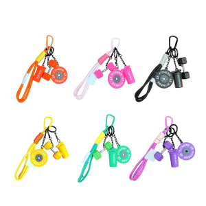 Removable Simulated Dumbbell Keyring Soft Silicone Workout Theme Pendant Detachable Barbell Key Chain For Bags And Keys