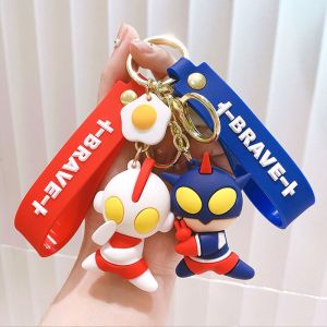 TEYSISO Gifts Fashion Hot Blood Anime Miniatures Ultraman Scultures Key Ring Ultraman Keychain Animation Peripheral Figurine Model