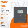 PowMr 30A Fast Charger MPPT Solar Charger Controller Support 12V 24V Battery Solar Panel Regulator 75V PV INPUT LCD Display Battery Charger. 