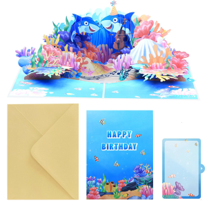Ocean Theme Dimensional with Marine Life Decoration for Special Occasion Handmade Papercraft Greeting Car