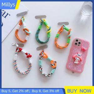 Millys Cho IP 15 14 Pro Max Samsung Lật 4 Coloful Dây Chuỗi Hàn Quốc Điện Thoại Di Động Dễ Thương Knot Xách Tay Chống-Mất Tay Vòng Đeo Tay Chuỗi