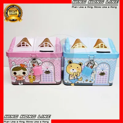 Celengan Anak Rumah Kunci Gembok Mini Money Saving Box Piggy Bank 0671