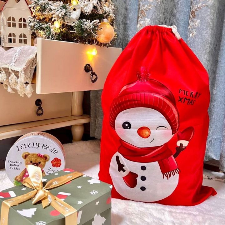 Christmas Gift Bag Big Christmas Snowman Santa Prints Gift Bags  Thanksgiving Bag 39x55cm Lazada PH