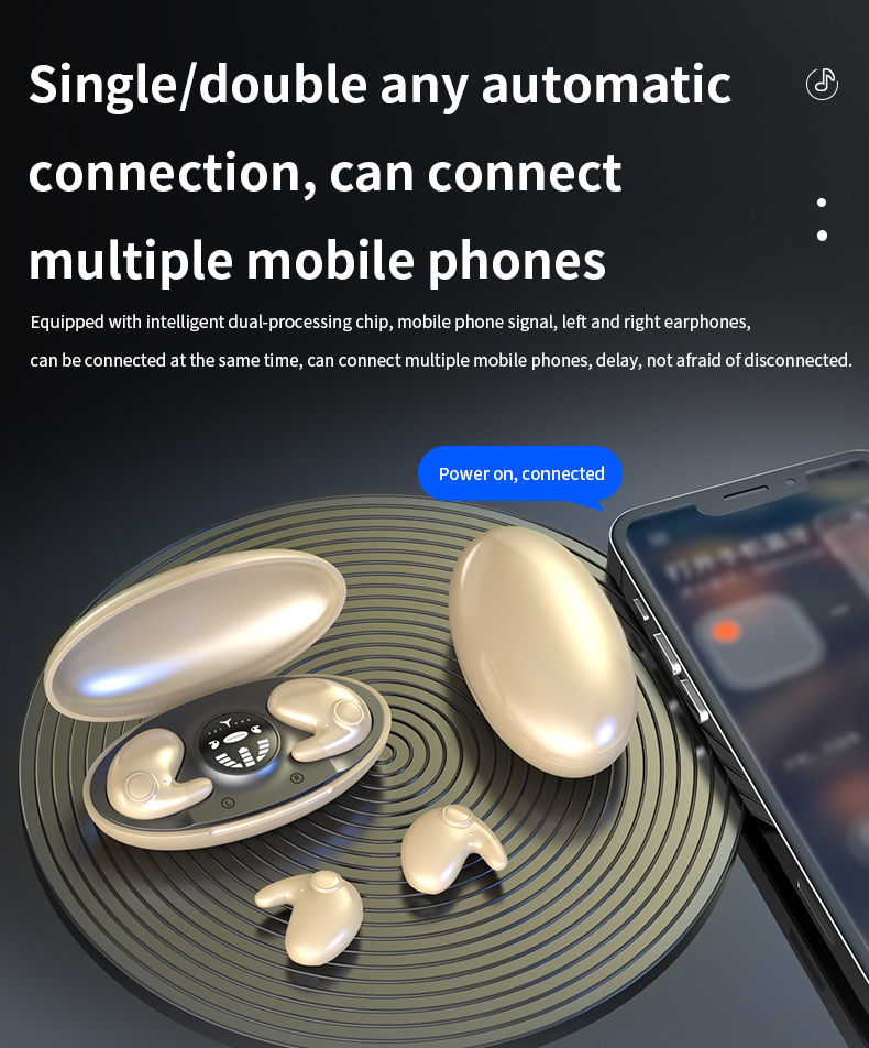 Bluetooth-Kopfhörer, kabellose In-Ear-Kopfhörer, ultradünne Mini-Ohrhörer zum Schlafen, HiFi-Klang, Geräuschunterdrückung_voghion.com