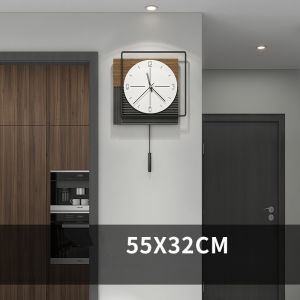 Minimalist Nordic Series Wall Clock Hot Sale Home Living Room Mute Clock Simple Retro Creative Square Wall Decoration 55*32cm