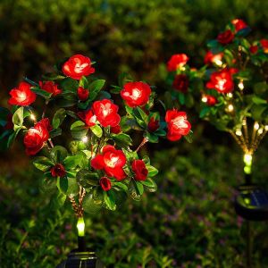 MICANGP High Brightness Solar Azalea Light Energy Saving Solar Powered Flowers Lawn Lamp Creative Waterproof Fiber Optic LED Lamp For Yard Lawn Path Lighting