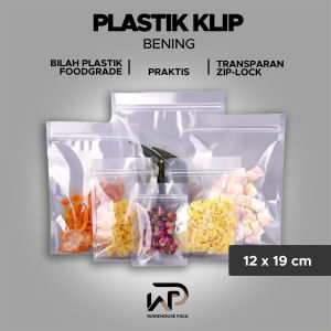 ( 50 Pcs ) Plastik Klip Bening 12 x 19 | Ziplock Flat Transparant | Plastik Ziplock Snack | Plastik Klip PP Bening