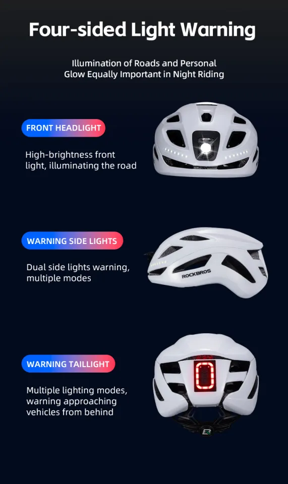 ROCKBROS Bicycle Lighting Helmet Warning Lights Bike Helmet MTB