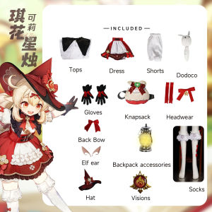 Genshin Impact Klee Blossoming Starlight Cosplay Costume for Kids Dress Witch Lolita Outfit Halloween Party Women Set
