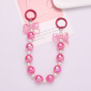 🔥Tamia👍Colorful Acrylic Beaded Key Chain Fresh Gradient Bow Phone Pendant Couple Bag Pendant