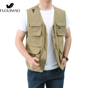 Fuguiniao Mens Cotton Vest Casual Vest Mountaineering Outdoor Sports