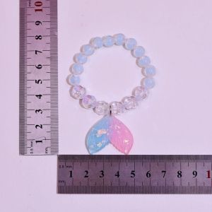 TUmama Vòng đeo tay đính cườm Đuôi Nàng tiên cá dễ thương cho trẻ em-Bộ trang sức hoạt hình thủ công với sự quyến rũ lấp lánh