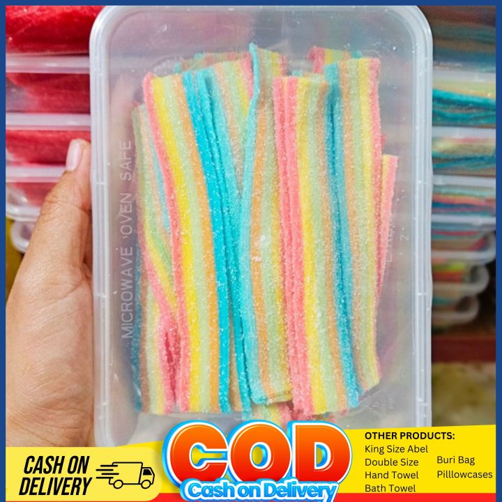 Karate Belts Rainbow Sour Gummy Jungle Strings Strawberry Sour Gummies