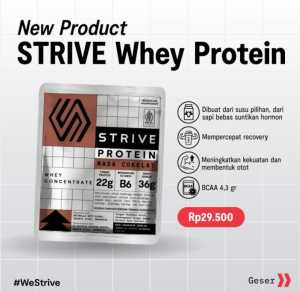 Strive Whey Protein susu supplement recovery GYM Fitnesss pemulihan otot - 1 SACHET