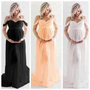 jenny Maternity Pregnant Long Dress Gown Photography Photoshoot for Pregnant Women with Inner Skirt - XS to Large  - made of soft fabric - xs to large - long dress - made of chiffon and lace fabric - for parties and photoshoot - plain color