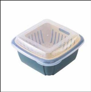 ชามล้างผัก ตะแกรงล้างผัก กะละมัง กะละมังล้างผัก-ผลไม้อเนกประสงค์ กะละมังพลาสติก มีช่องระบายน้ำ กล่อง2in1 กล่องเก็บอาหาร