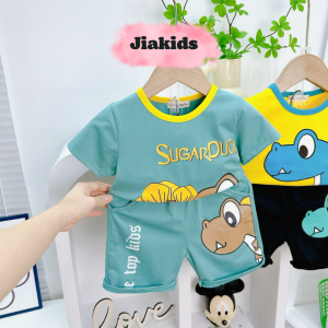 Bộ Quần Áo Ngắn Tay Trẻ Em Hiệu MINKY MOM Vải Cotton Cho Bé Trai Bé Gái 8-27kg In Hình Động Vật Dễ Thương - TN-IN195