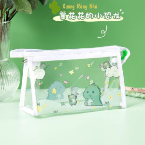 Túi Đựng Bút Trong Suốt Sức Chứa Lớn Họa Tiết Hoạt Hình Dễ Thương Xương Rồng Nhỏ