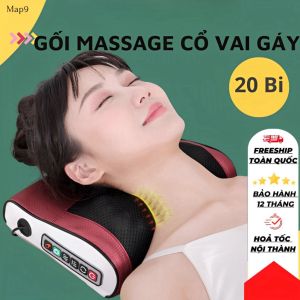 Gối massage cổ vai gáy Máy massage vai gáy cổ hồng ngoại 20 bi máy Massage cổ vai ngáy 8 bi Massage cổ vai gáy giảm đau nhức mỏi vai gáy lưng toàn thân thư giãn giảm mệt mỏi gối mát xa cổ vai gáy hồng ngoại 20 bi với 3 chế độ massage 6 nút điều khiển