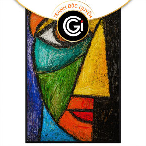 Tranh sáp dầu trừu tượng chân dung. Tranh treo tường dán tường canvas trang trí. CGI-1887