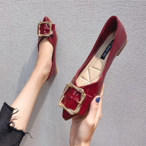 Giày ĐẬU HÀ LAN thường ngày mũi giày ba lê bệt Giày Nữ Da Bóng