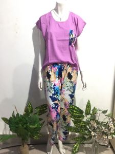 SET PIYAMA BALI TOP/SETELAN CELANA PANJANG COMBINASI