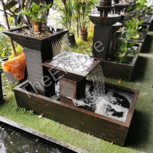 S10 Brown Feng Shui 4x2 Water Pond Fountain Garden Water Feature Balinese Sandstone 风水流水喷泉瀑布池 Fish Waterfall Home