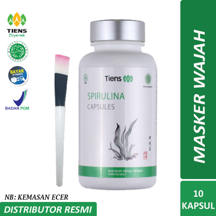 Masker Spirulina Herbal ( 10 Hari Pemakaian - 10 kapsul ) free kuas - masker wajah bpom -Kapsul Obat Jerawat -masker wajah paling ampuh untuk jerawat- masker wajah bpom viral tiktok - Free Kuas by Okesehatku
