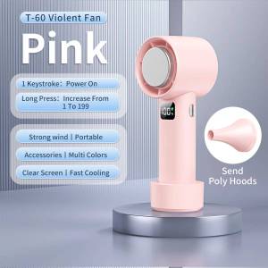 Turbo Fan 100 Wind Speed High speed Fan Adjustment LED digital display Handheld Mini Fan Desktop Electric fan A60/T60