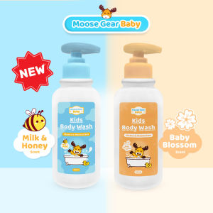 Moose Gear Baby Kids Body Wash 300ml Duo Bundle (Milk Honey Scent & Baby Blossom)